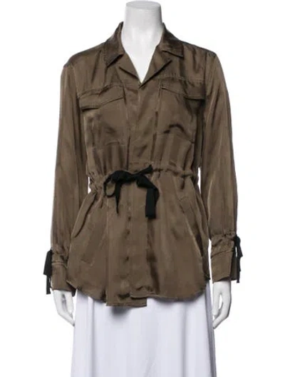 Pre-owned Cinq À Sept Utility Jacket In Green/metallic