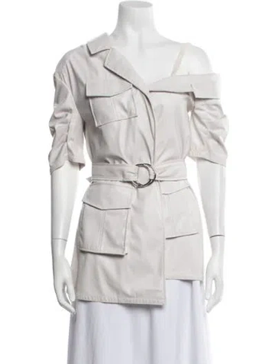 Pre-owned Cinq À Sept Utility Jacket In White