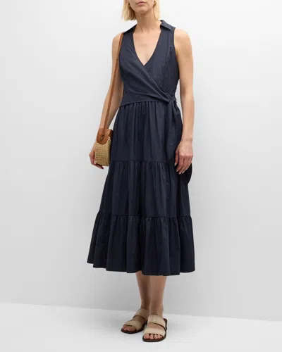 Cinq À Sept Vaani Tiered Midi Dress In Navy