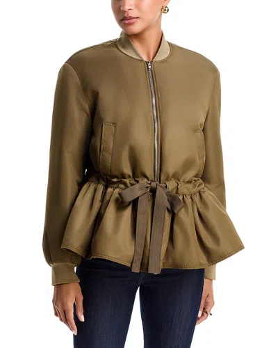 Cinq À Sept Cinq A Sept Valerina Peplum Hem Drawstring Coat In Dark Olive