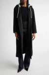 Cinq À Sept Vander Hooded Longline Coat In Black