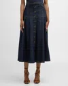 Shop Cinq À Sept Veena Denim Midi Skirt In Indigo
