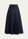 Cinq À Sept Veena Denim Midi Skirt In Indigo
