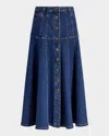 Cinq À Sept Veena Denim Midi Skirt In Oceane
