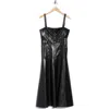 Cinq À Sept Veena Faux Leather Fit & Flare Midi Dress In Black