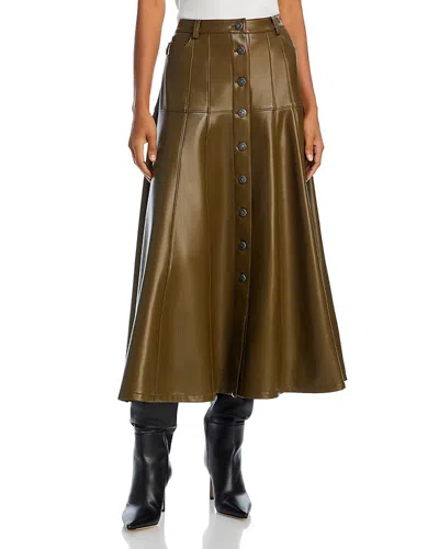 Cinq À Sept Cinq A Sept Veena Faux Leather Midi Skirt In Dark Olive
