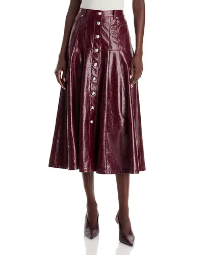 Cinq À Sept Cinq A Sept Veena Tumbled Faux Leather Midi Skirt In Burgundy