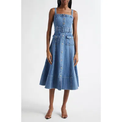 Cinq À Sept Vega Denim Midi Dress In Blue Haze