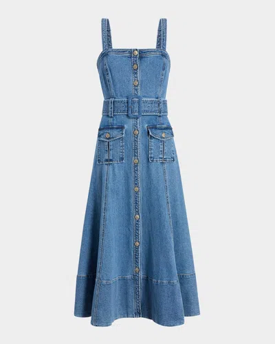 Cinq À Sept Vega Denim Midi Dress In Blue Haze