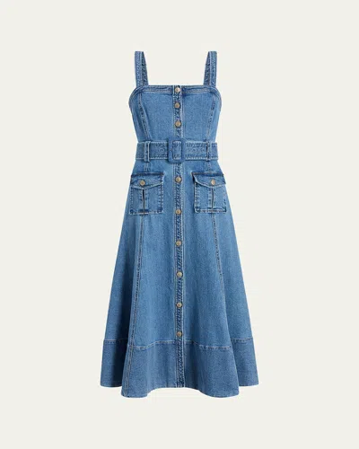 CINQ À SEPT VEGA DENIM MIDI DRESS