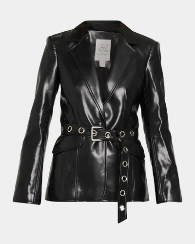 Cinq À Sept Vegan Leather Belted Blazer In Black