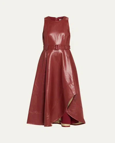 Cinq À Sept Vegan Leather Zelda Midi Dress In Purple