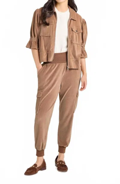 Cinq À Sept Velour Giles Pant In Mocha In Brown
