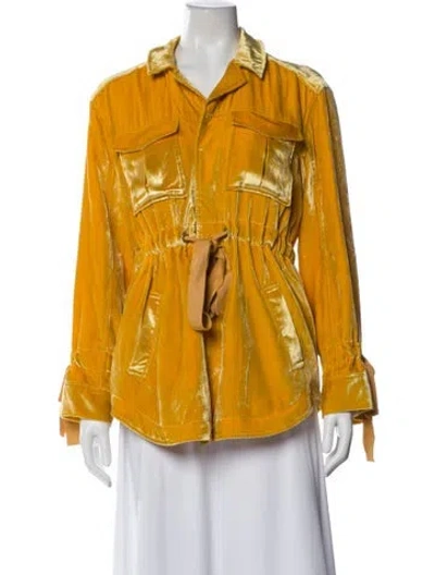 Pre-owned Cinq À Sept Velour Jacket In Yellow