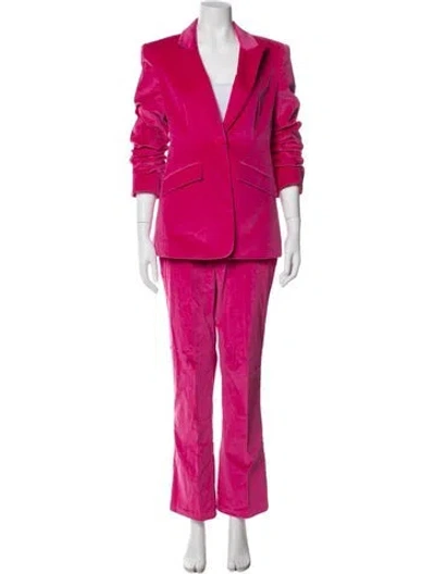 Pre-owned Cinq À Sept Velour Printed Pant Set In Pink