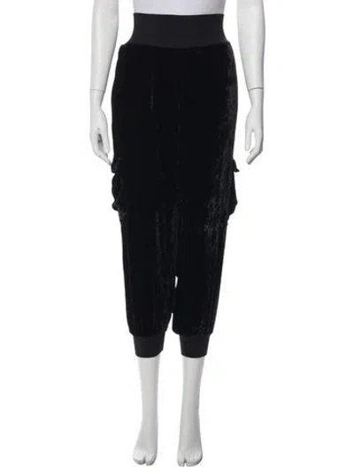 Pre-owned Cinq À Sept Velour Ruffle Embellishment Sweatpants In Black