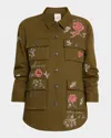 Cinq À Sept Desert Rose Vera Embroidered Utility Jacket In Green