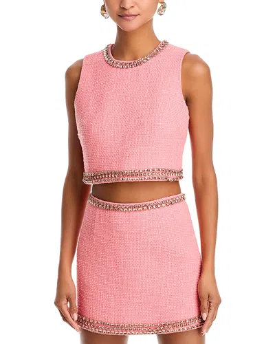 Cinq À Sept Cinq A Sept Verity Embellished Crop Top In Pink Poppy
