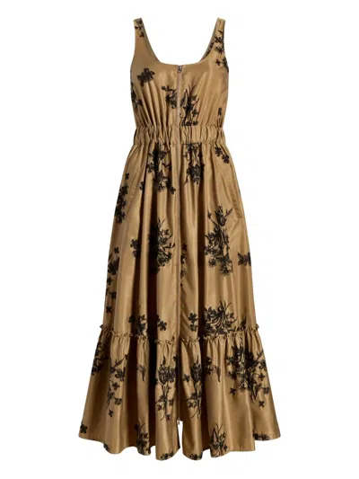 Cinq À Sept Vernetta Floral-print Tiered Dress In Brown