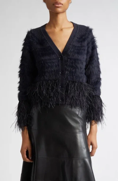 Cinq À Sept Vida Feather Cardigan In Navy