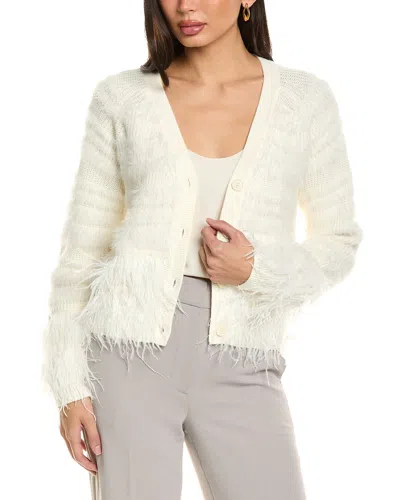 Cinq À Sept Vida Feather Wool-blend Cardigan In White