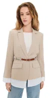 Cinq À Sept Vittoria Layered Jacket In Khaki/white