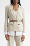 Cinq À Sept Vittoria Layered Jacket In Khaki/white
