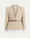 Cinq À Sept Vittoria Layered Jacket In Khaki/white