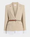 Cinq À Sept Vittoria Layered Jacket In Khaki/white