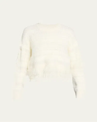 CINQ À SEPT VIVI FEATHERED CREWNECK SWEATER