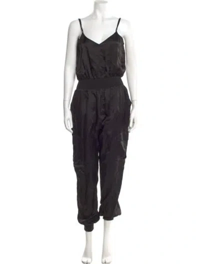 Pre-owned Cinq À Sept V-neck Jumpsuit In Black