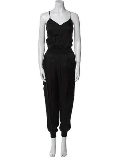 Pre-owned Cinq À Sept V-neck Jumpsuit In Black