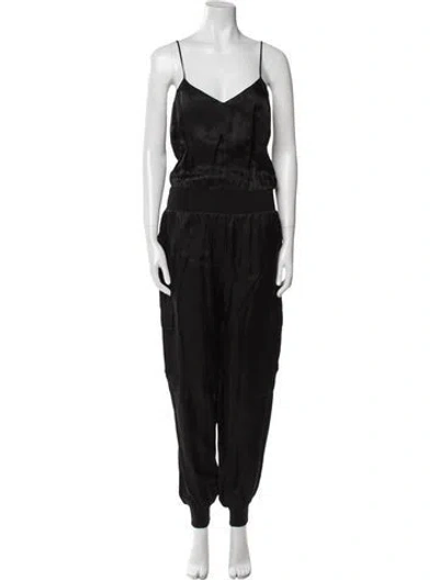 Pre-owned Cinq À Sept V-neck Jumpsuit In Black