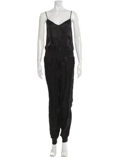 Pre-owned Cinq À Sept V-neck Jumpsuit In Black