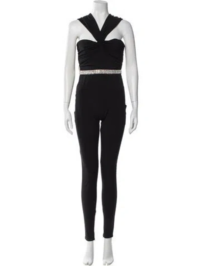 Pre-owned Cinq À Sept V-neck Jumpsuit In Black