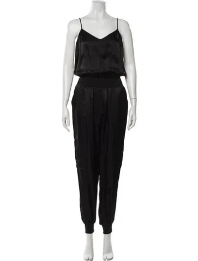 Pre-owned Cinq À Sept V-neck Jumpsuit In Black