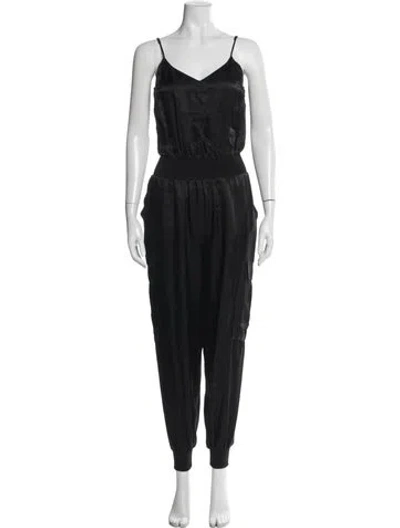 Pre-owned Cinq À Sept V-neck Jumpsuit In Black