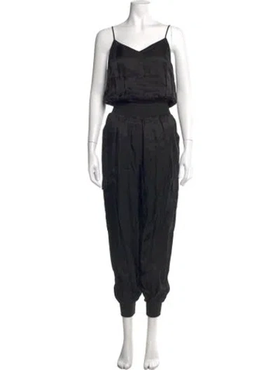Pre-owned Cinq À Sept V-neck Jumpsuit In Black