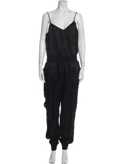 Pre-owned Cinq À Sept V-neck Jumpsuit In Black