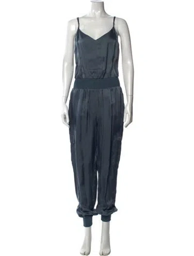 Pre-owned Cinq À Sept V-neck Jumpsuit In Blue