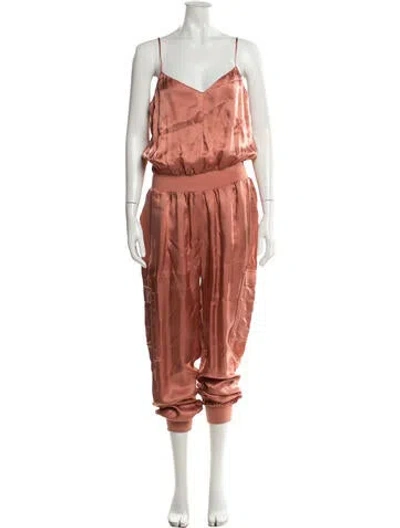 Pre-owned Cinq À Sept V-neck Jumpsuit In Pink