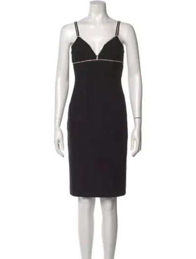 Pre-owned Cinq À Sept V-neck Knee-length Dress In Black