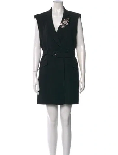Pre-owned Cinq À Sept V-neck Knee-length Dress In Black