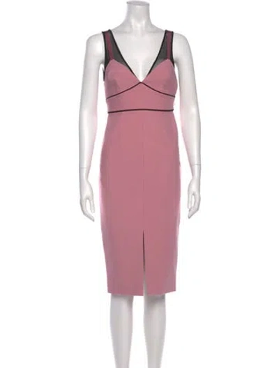 Pre-owned Cinq À Sept V-neck Knee-length Dress In Pink