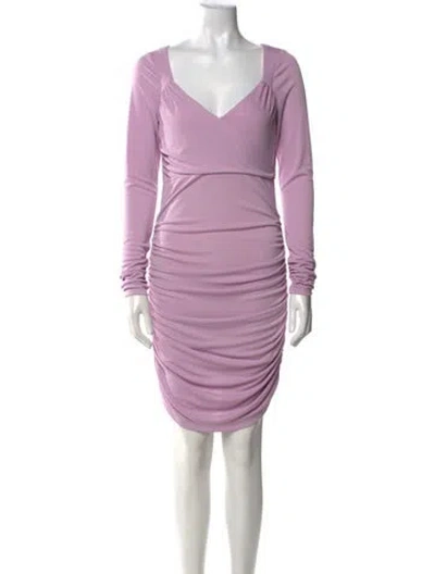 Pre-owned Cinq À Sept V-neck Knee-length Dress In Purple