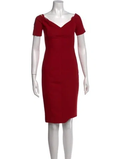 Pre-owned Cinq À Sept V-neck Knee-length Dress In Red