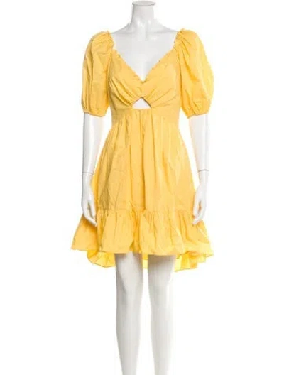 Pre-owned Cinq À Sept V-neck Knee-length Dress W/ Tags In Yellow