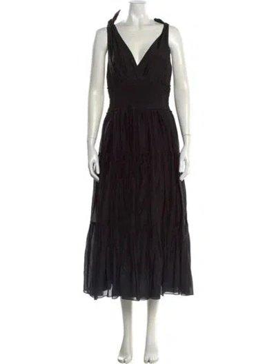 Pre-owned Cinq À Sept V-neck Long Dress In Black