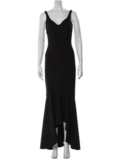 Pre-owned Cinq À Sept V-neck Long Dress In Black