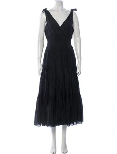 Pre-owned Cinq À Sept V-neck Long Dress In Black